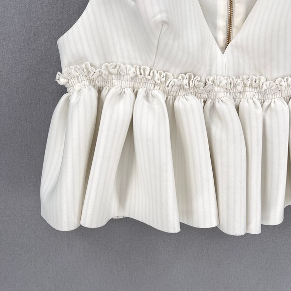 KIMBERLY GOLDSON Jah Top Shirt Womens Medium Off White Stripe V-neck Sleeveless - Picture 11 of 16